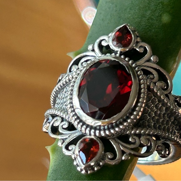 Natural Garnets  sterling silver 925  ring size 9 - Picture 4 of 8